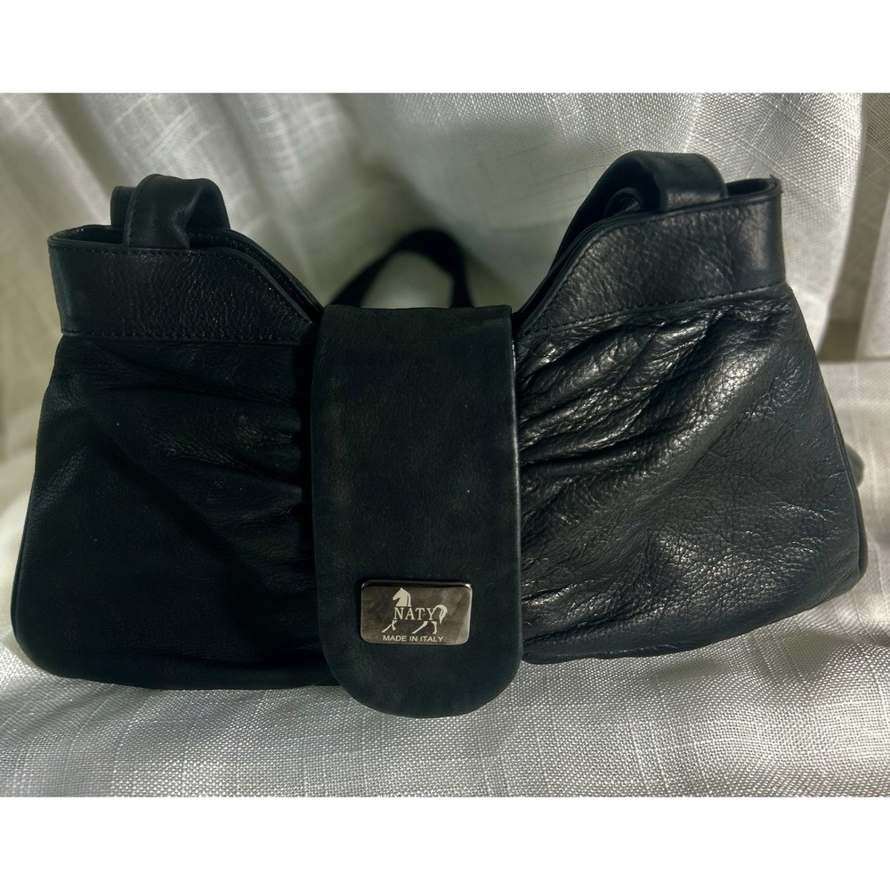 Naty Made In Italy Vera Pelle Black Leather Purse Small